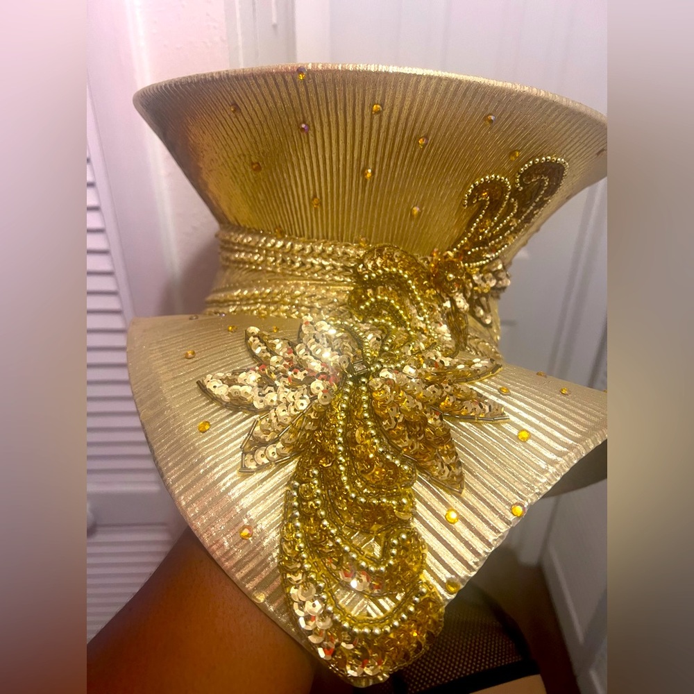 ❤️ #22 Handmade Church Lady Hat…Beautiful Gold!